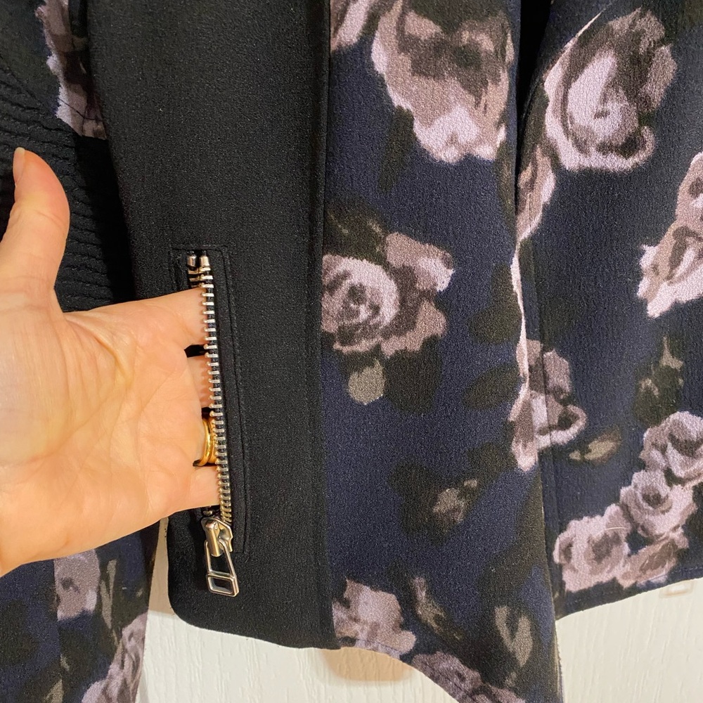 Aritzia Wilfred Montesson Dark Floral Motorcycle Biker Jacket Purple Size 0 - Picture 11 of 16